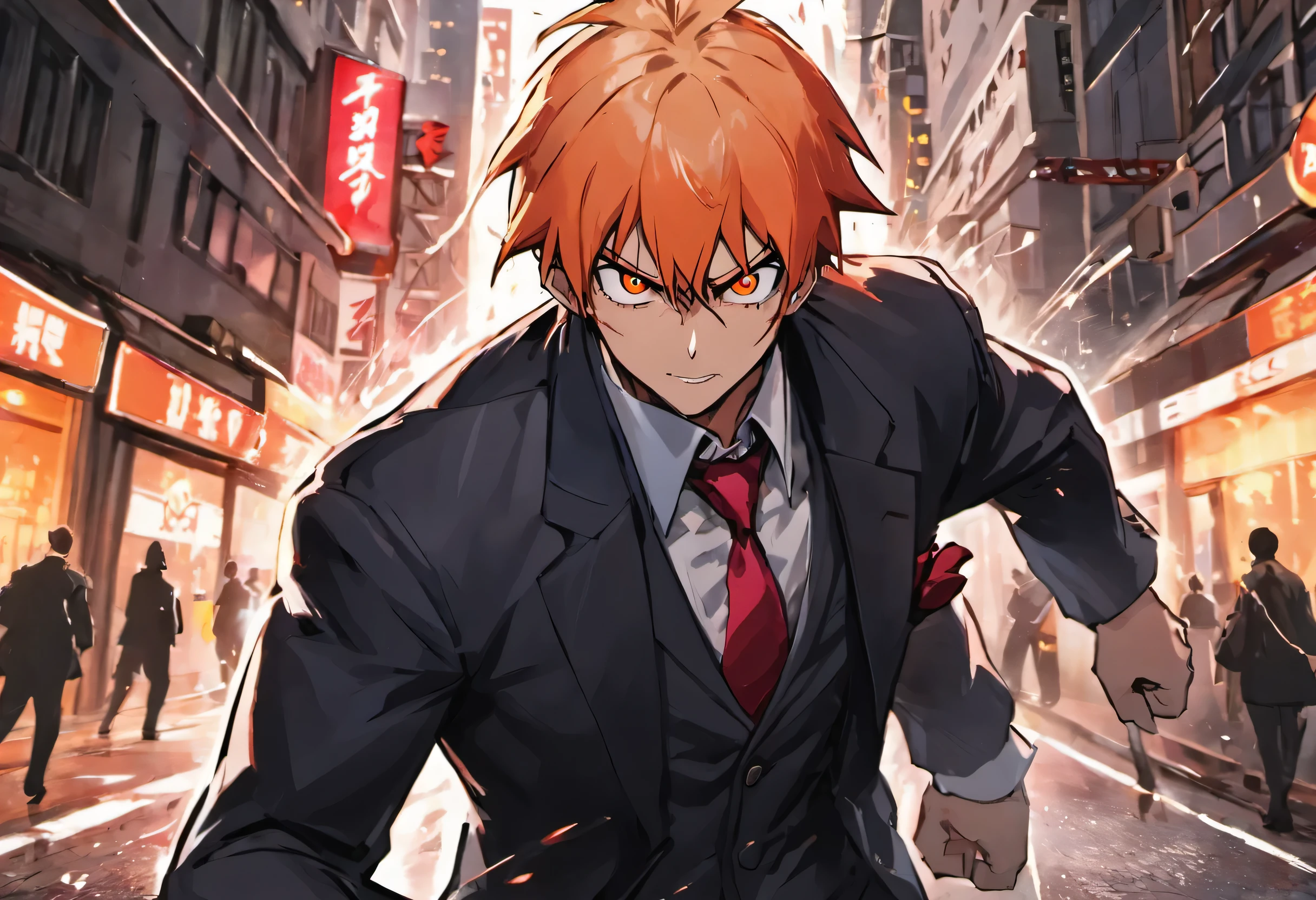 ichigo kurosaki, Walking absentmindedly through the city streets, in a suit