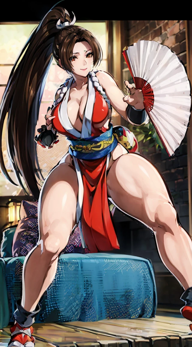 (((Intense action pose:1.6)))、((8K)), ((32k)), ((Highest quality)), ((masterpiece)), ((超High resolution)), ((Tmasterpiece)), (((head shot:1.6)))、((8K)), ((32k)), ((Highest quality)), ((masterpiece)), ((超High resolution)), Fine skin、女性1 person、pink sexy dresses、((Mai Shiranui:1.2)), Expose your shoulders、Brown Hair, Brown eyes, Long and high ponytail, hair band, 1 person、Captivating smile, 25 years old, Japanese Mature, beautiful指, beautiful長い脚, beautiful体, beautiful鼻, beautifulキャラクターデザイン, Perfect Eyes, Perfect Face, jewelry, hair ornaments, king of fighters,((Large Handheld Fan:1.6))、
(Tabletop, Highest qualityの, Highest quality, beautifully、beautiful: 1.2), Very detailed, More detailed,適切な体のProfessionalポーション,Tabletop,Ultra-high quality output images,High resolution,Intricate details,Very delicate and beautiful hair,Realistic photos,dream-like,Professionalの照明,Realistic Shadows,Focus Only,
(Big Breasts:1.2,) , フローティングスカートFine skinの質感, High quality fabric, High quality metallic texture、((Beautiful and dense face))、RAW Photos、Professional, Ultra-fine painting, ((alone)), beautiful胸、Highest quality, Very detailed, Very detailed詳細, Finer details, so beautiful,(Five Fingers, Four fingers and thumb),Concept Art, Anime fantasy artwork, Detailed fantasy art,8KHigh resolution, Detailed Art, 8 Slim legs, Defined, Defined fingers