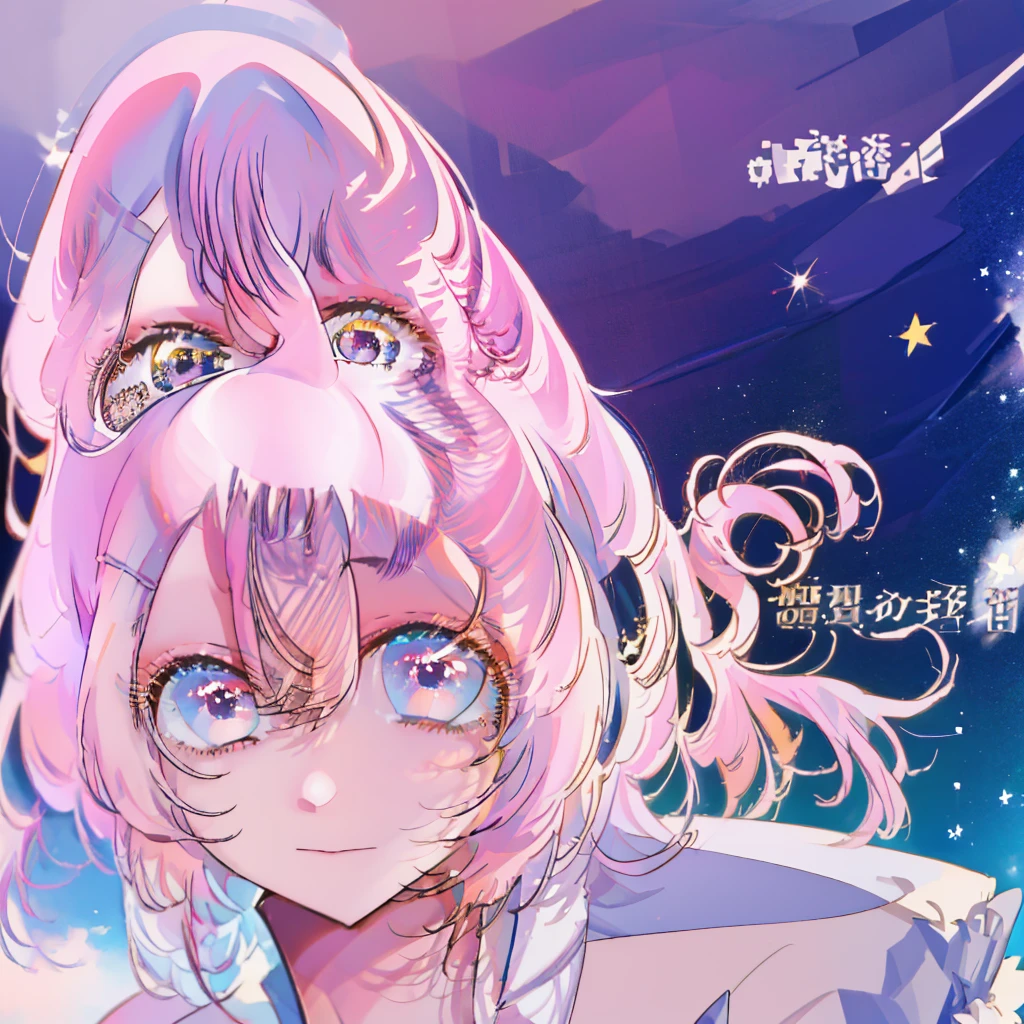 A beautiful young girl from the anime Oshi no Ko universe, , detailed facial features, warm smile, long flowing hair, elegant dress, standing in a starry night sky background, intricate details, cinematic lighting, vibrant colors, photorealistic, digital art, concept art style