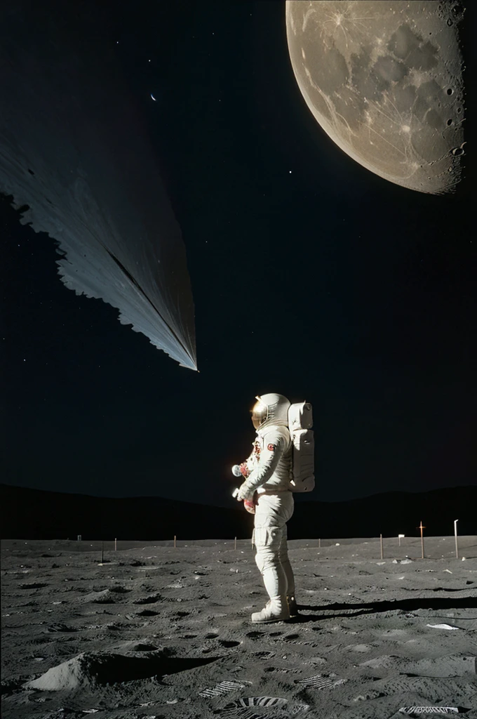 A person on the moon is looking towards the earth