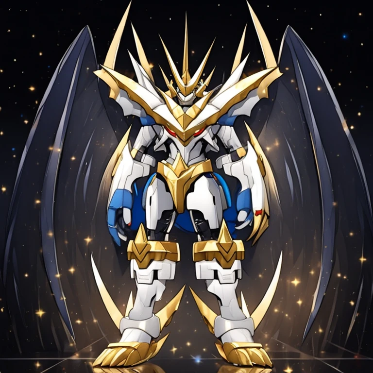 独奏. Imperialdramon Paladin Mode. armor. sword. holding a sword.