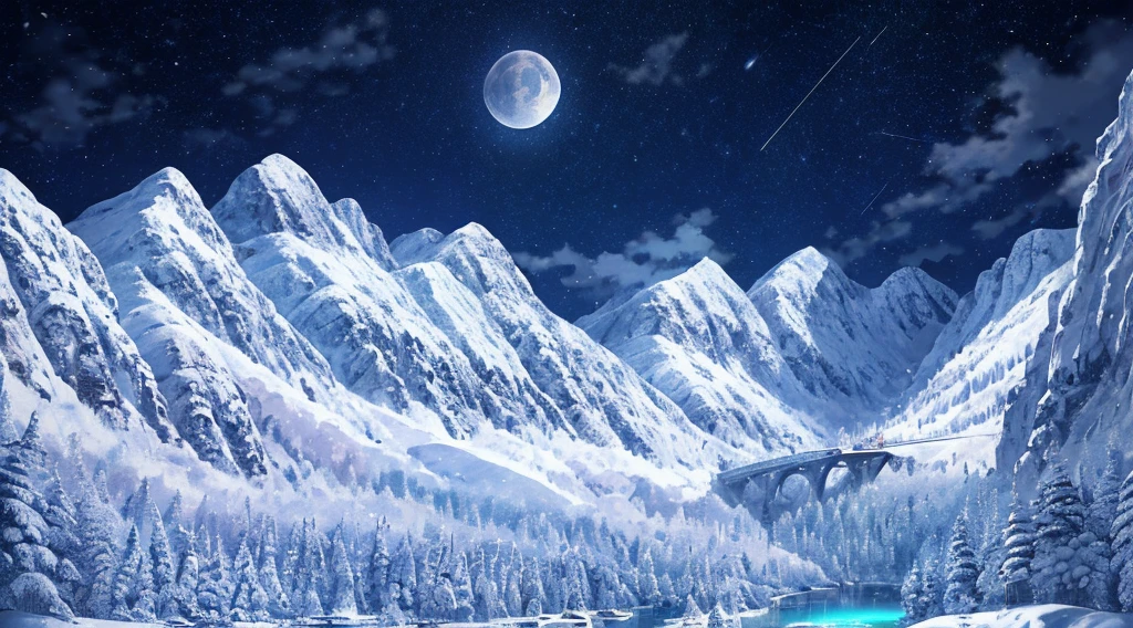 a painting of a mountain scene with a waterfall and a moon, background art, background artwork, amazing wallpaper, 4 k hd illustrative wallpaper, beautiful wallpaper, high quality wallpaper, jen bartel, mobile wallpaper, anime background art, wallpaper mobile, high quality desktop wallpaper, beautiful iphone wallpaper, colorful concept art, vertical wallpaper, calm night. digital illustration, night scenery