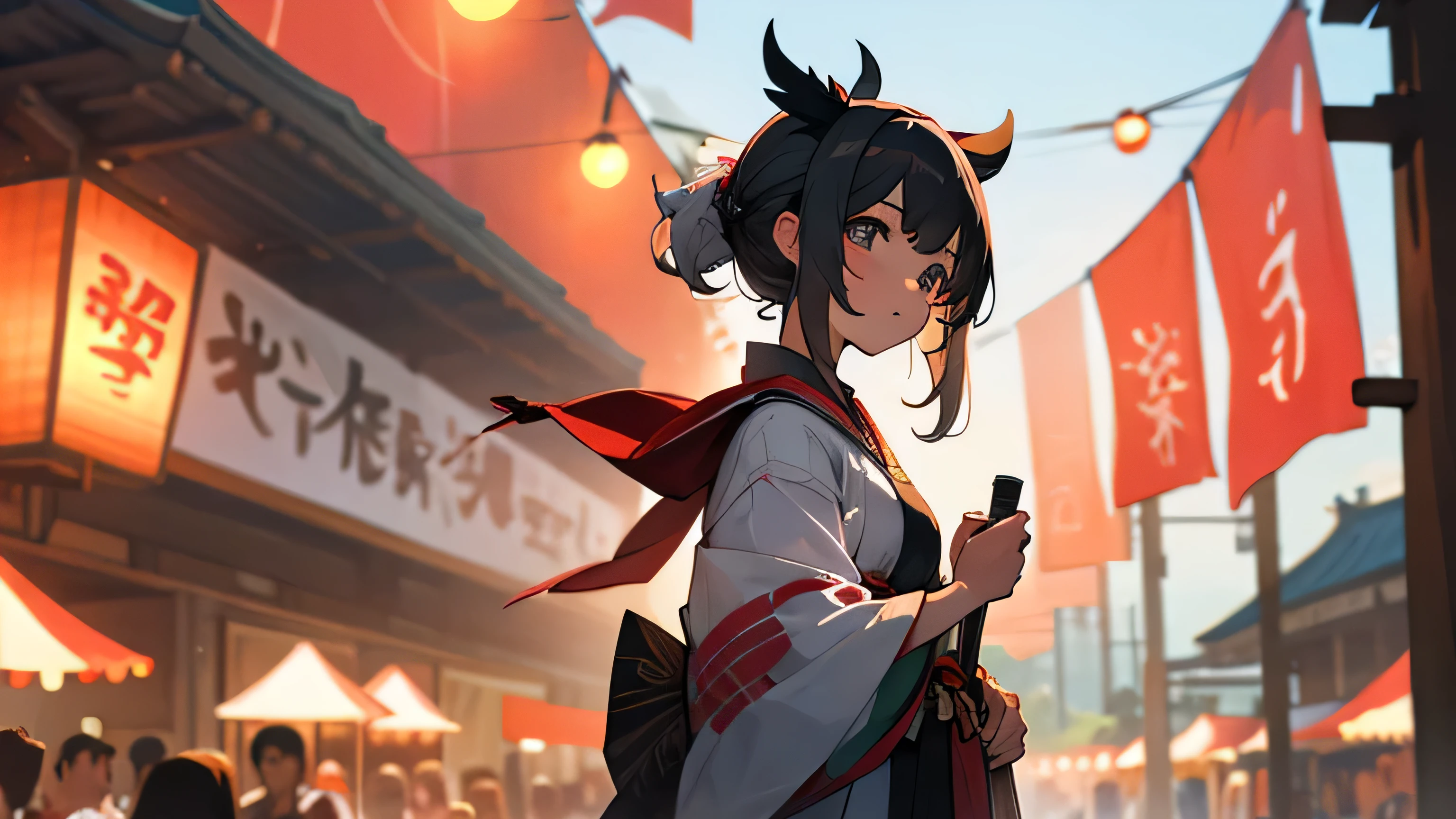Summer festival, girl wearing yukata
