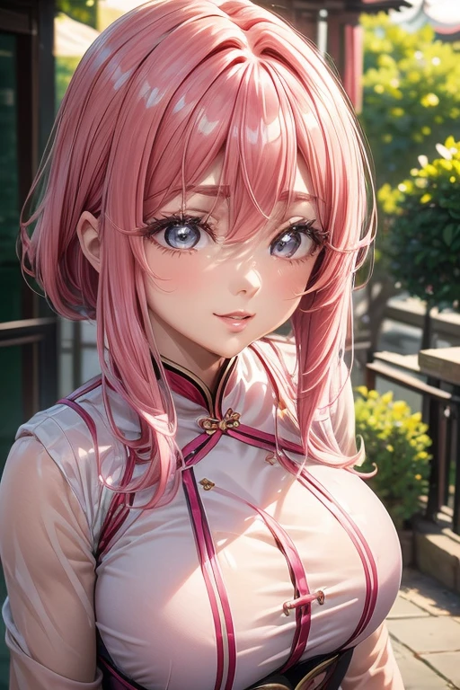 Masterpiece, The best quality at the best., 1 girl pink hair, elegant, china idol, Ancient China,