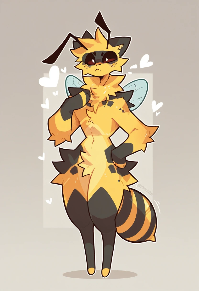 best qualityer, 4K, work of art, extremely detaild, high détail, 1womanl, 1 queen bee, standing alone, big boobies, large boobies