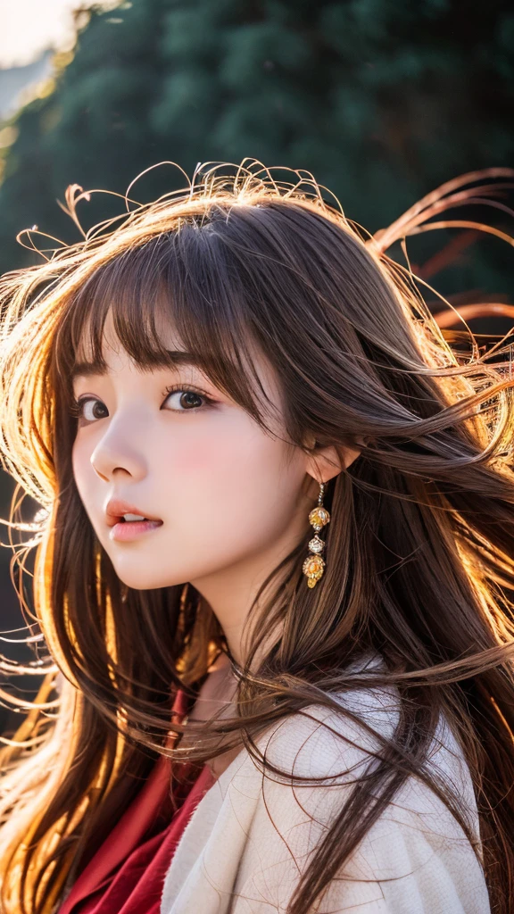 ((hair blowing in the wind、No makeup:1.2))、(realistic、Photoreal、super detailed、best detailed skins、highest quality、masterpiece、超A high resolution)、cute russian woman、、high school girl、young girl、1 girl、have bangs、ash blonde:1.7、double eyelid、drooling eyes、Japanese style face、purity、realistic肌タイプ、fluffy hair、red cheeks、The wind is blowing、night、illumination、lighting from behind、hair blowing in the wind