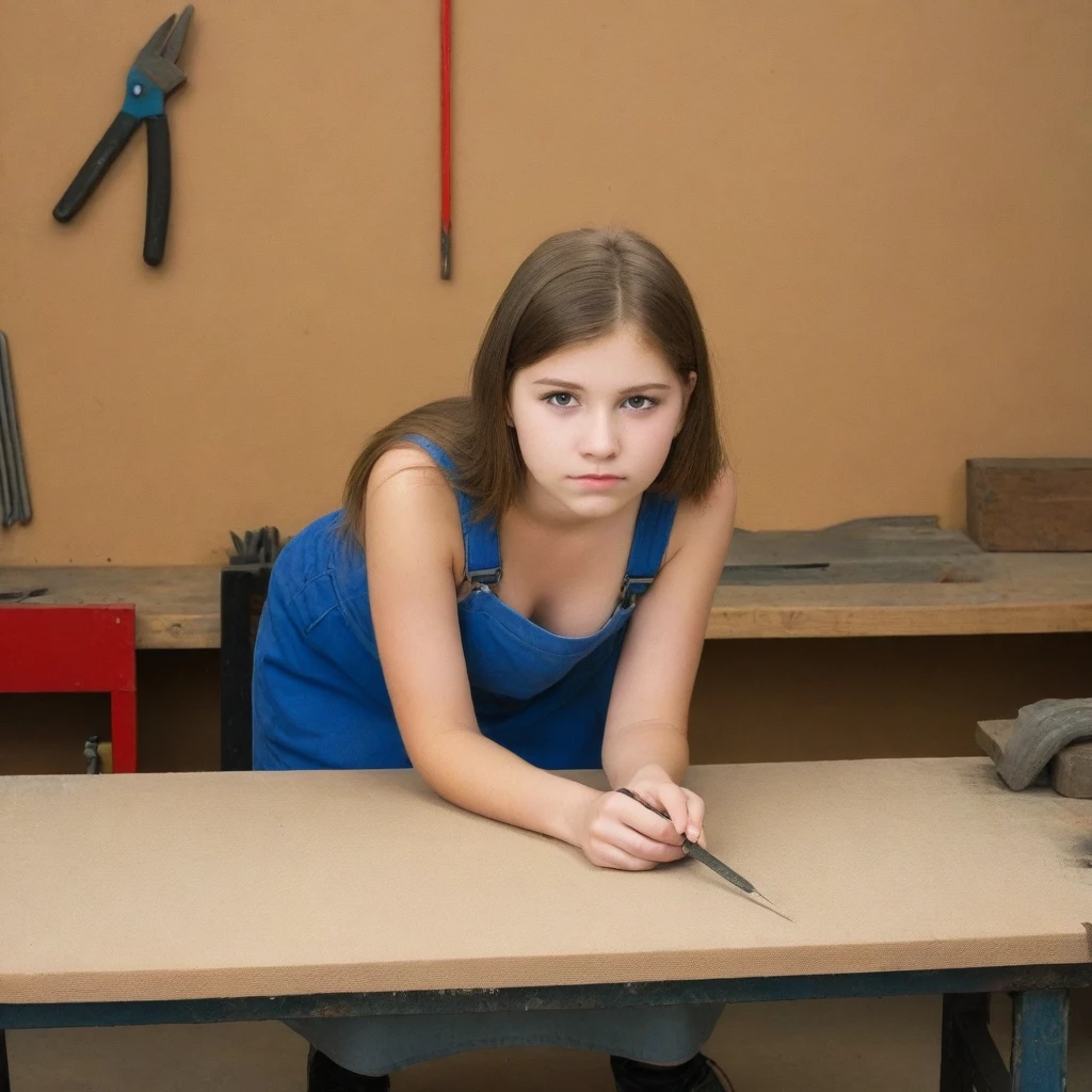 hot teen in the workshop