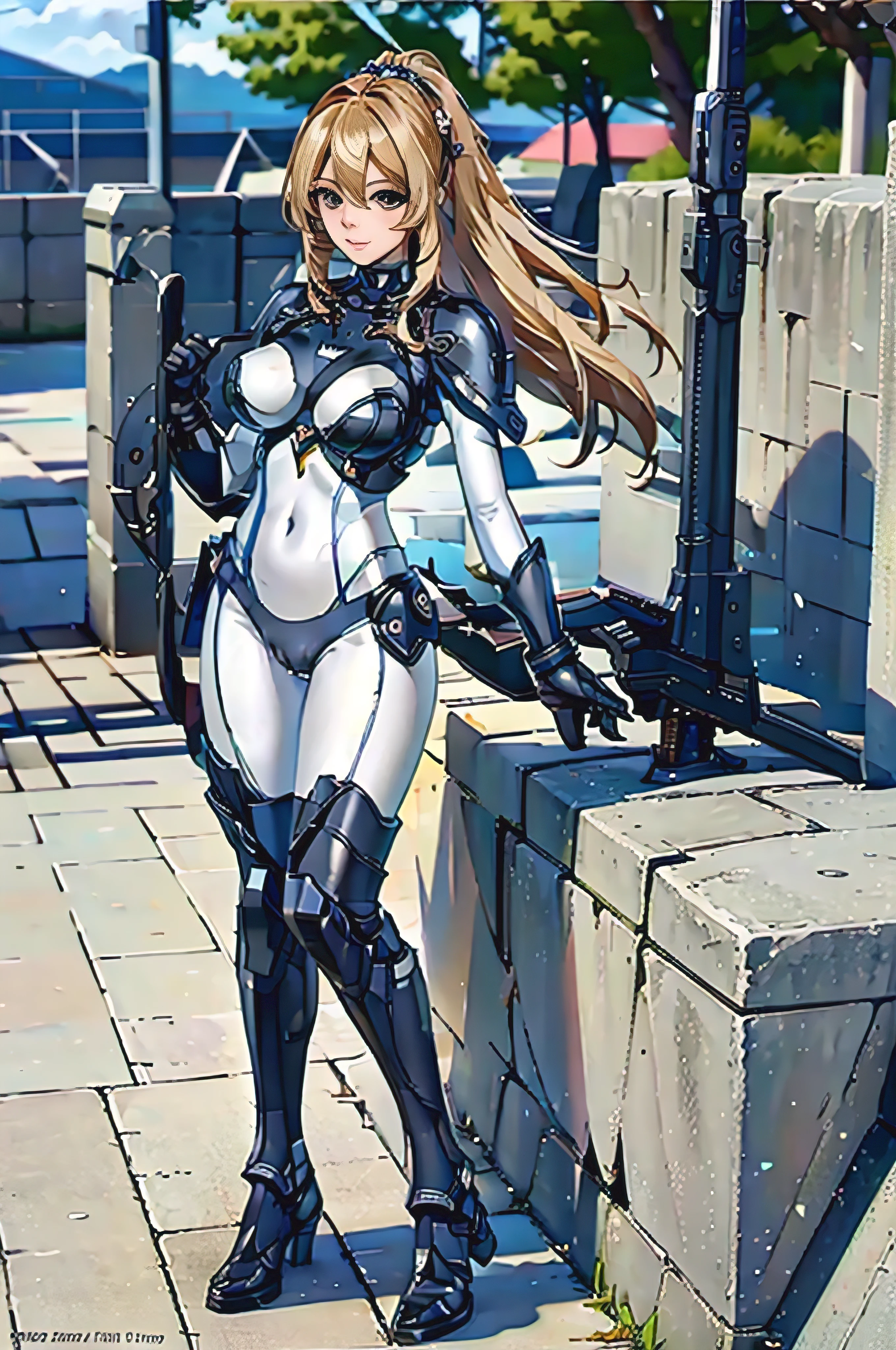 best quality, official art, masterpiece, textile shading, HDR, very detailed, colorful, best details, fantasy, suit, Yuki Mori:1.5, 1 female, 25 years old, best quality, official art, masterpiece, textile shading, HDR, very detailed, colorful, best details, fantasy, battle suit,1 female, 25 years old, standing on stairs, a castle town with an old castle view, sunny, random hair, big breast, skinny, Surrounded by a large crowd:1.9, Confetti flutters, Blessed, Being welcomed:1.5, cameltoe:1.3, ground level shot:,