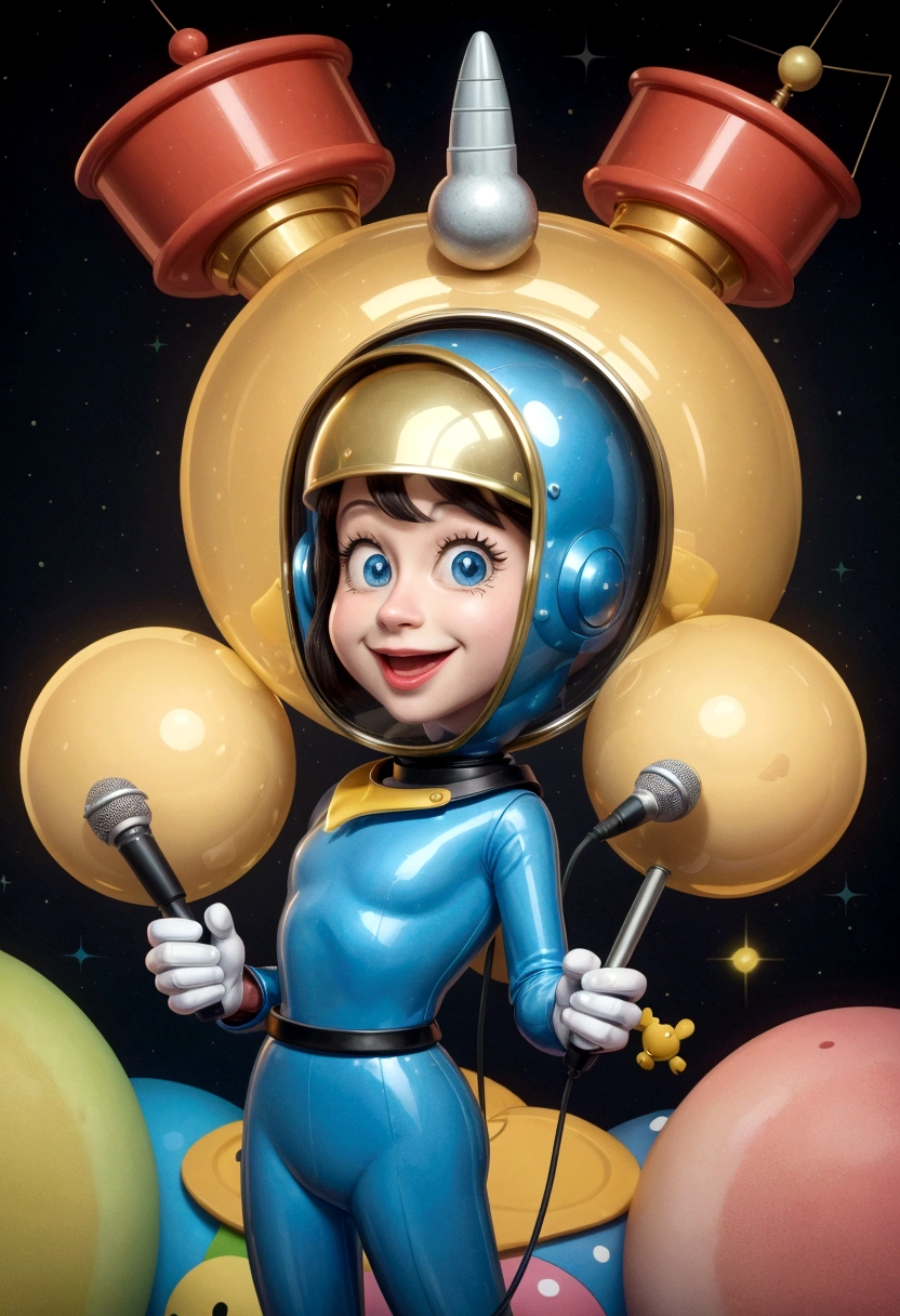 cartoon character with a hat and a microphone pointing to something, a cartoon by Alison Debenham, reddit, digitl art, animation character, 60s cartoon space helmet, Cartoon image, 60's cartoon-glass-helmet, caráter Antropomórfico, ant alien, personagem de Antasia, cartoon character, cartoon illustration, Ant