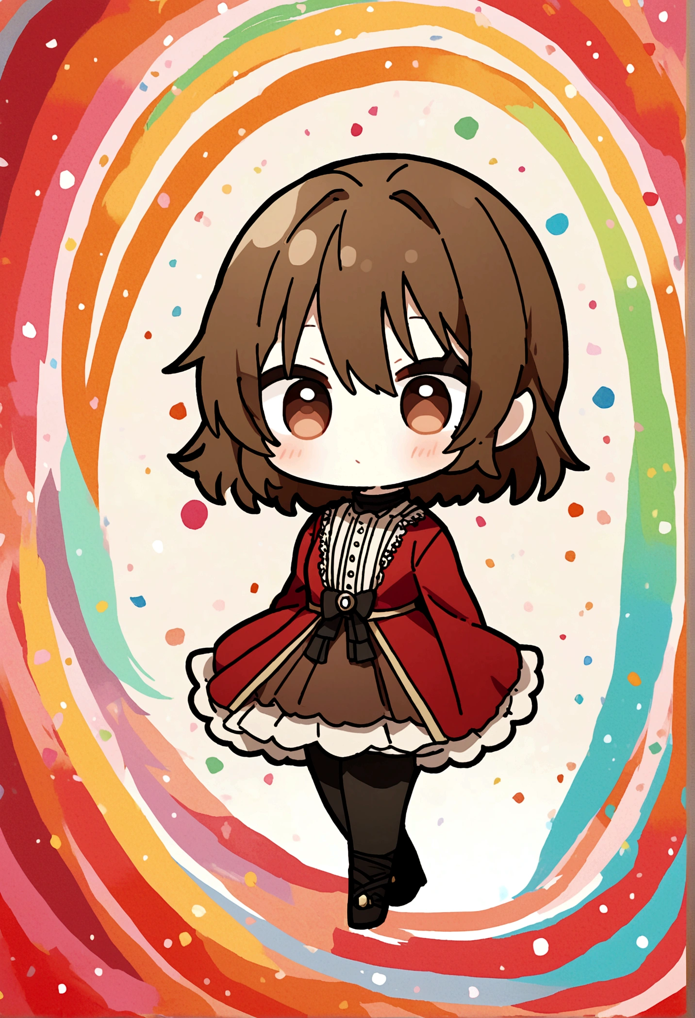 Make a chibi anime character with brown hair, let it be tender, 2D image type