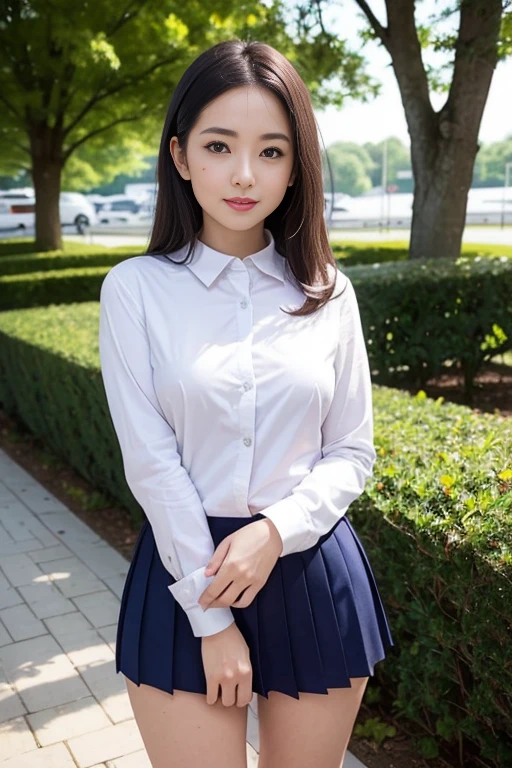(masterpiece:1.2, top-quality), (realistic, photorealistic:1.4), beautiful illustration, (natural side lighting, movie lighting), nsfw, 
looking at viewer, 1 girl, japanese, high school girl, perfect face, cute and symmetrical face, shiny skin, 
(long hair:1.5, straight hair:1.4, grey hair), hair between eyes, purple eyes, glowing eyes, big eyes, long eye lasher, (medium breasts), slender, 
beautiful hair, beautiful face, beautiful detailed eyes, beautiful clavicle, beautiful body, beautiful chest, beautiful thigh, beautiful legs, beautiful fingers, 
((JP , white collared shirts, navy pleated mini skirt)), 
(beautiful scenery), evening, (school),, standing, (lovely smile, upper eyes), Beautiful Russian woman、Blonde、Big eyes、Thighs、