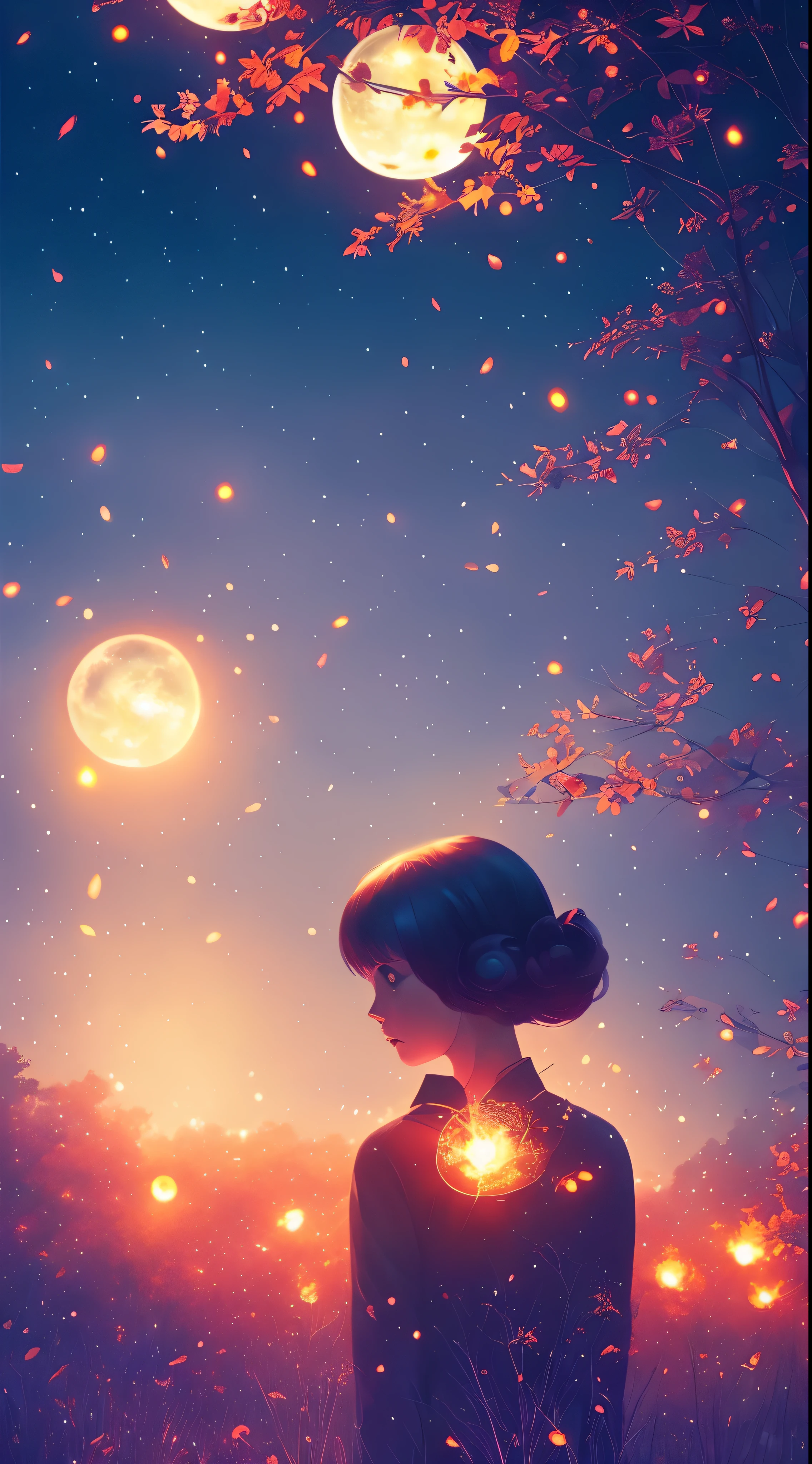 spirits among branches and fireflies by Kuvshinov, samdoesart, dreamlikeart, (((surrealism))), (Style-Glass)