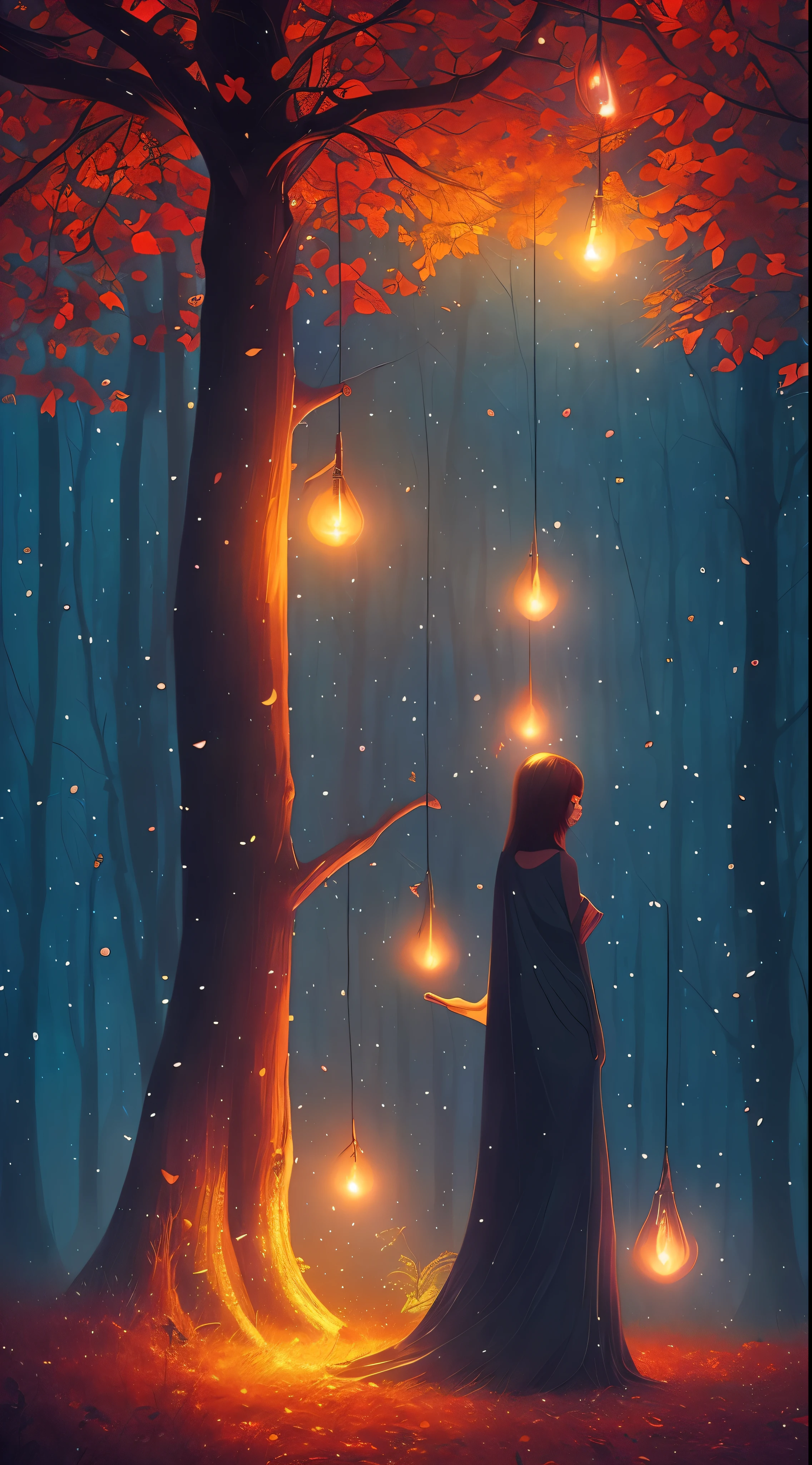 spirits among branches and fireflies by Kuvshinov, samdoesart, dreamlikeart, (((surrealism))), (Style-Glass)