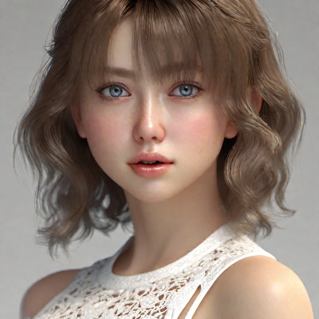 (highest quality, 8k, 32k, masterpiece), (Realistic), (Photorealistic:1.2), (High resolution), Very detailed, Very beautiful face and eyes, 1girl, Delicate body, (close, highest quality, Attention to detail, Rich skin detail), (highest quality, 8k), Very detailed, (Realistic, Realistic:1.37), Bright colors, (((Bust Shot))), (((Pure white wall background))), (((Look straight ahead)))