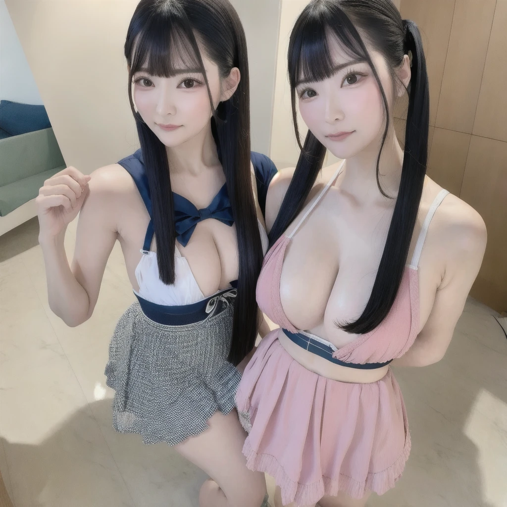 masterpiece, ((Highest quality, Detailed and realistic 3D))、Idol Concert、Concert Stage、(Three cute naked girls、kawaii:1.3、smile、sing、Various hairstyles、pubic hair、、Open Stance:1.2)、(((Full nudity、Pussy)))、(Realistic and detailed skin texture、Big beautiful eyes、Ribbon Hairband、Idol Costumes、Ultra mini skirt)、((The characters are unique、Various hairstyles))