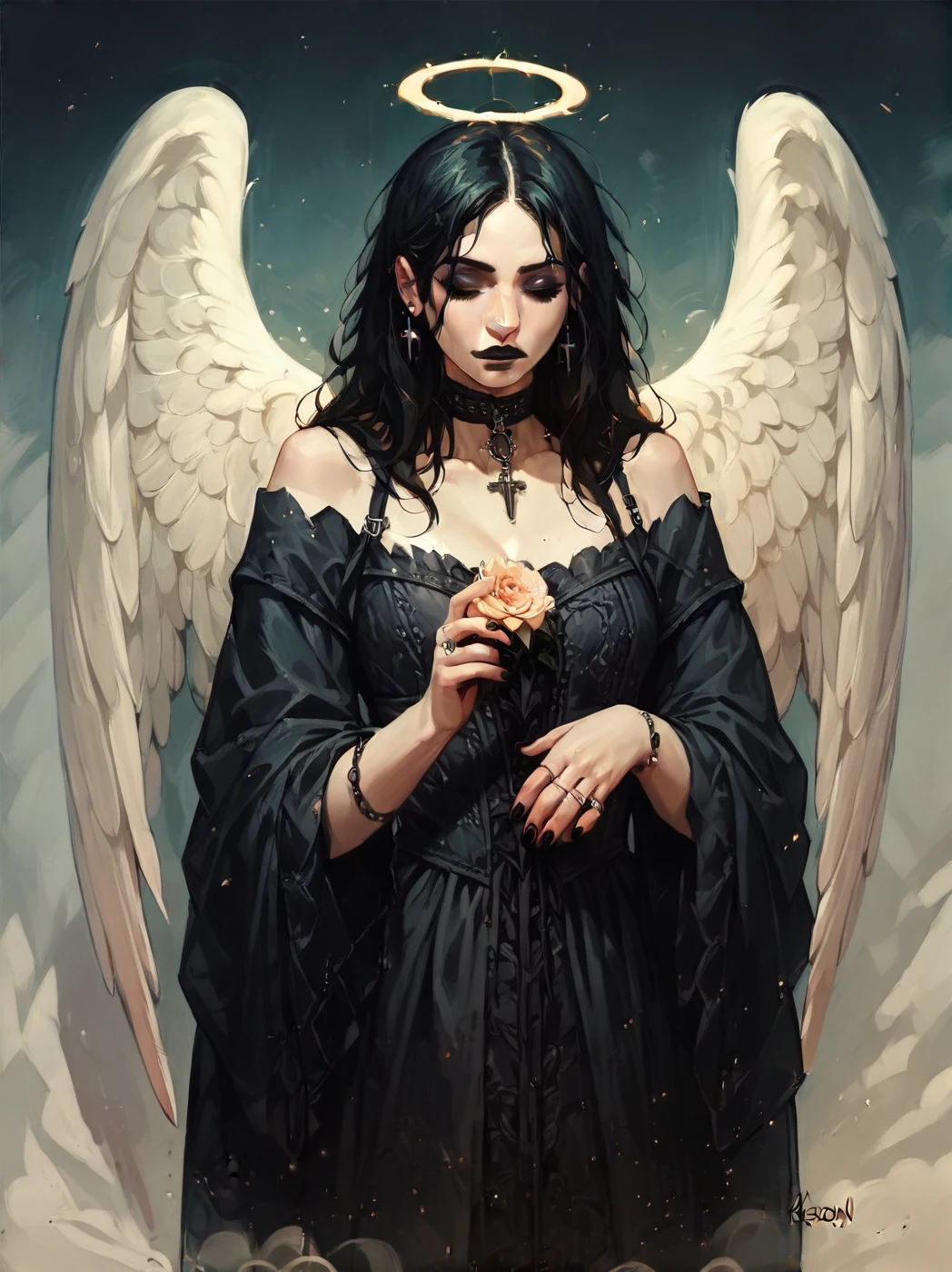 score_9. score_8_up, score_7_up, score_6_up, score_5_up, score_4_up, (plump:0.2), d4rk01l, gothic, 1girl, angel