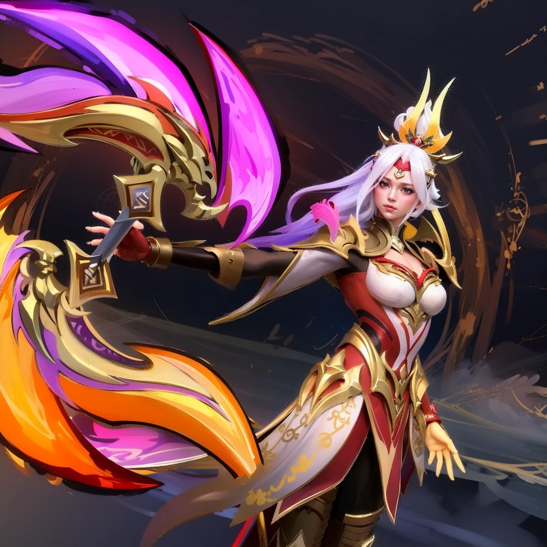 Realistic Anime style, cool girl, (detailed face 8k) (detailed hair 8k) (detailed clothes 8k) red cloak, white hair, 8K, HDR sharpen.