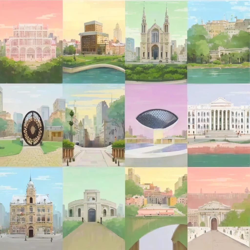a close up of a bunch of different buildings and buildings, all buildings on bridge, many buildings, high quality architectural art, city background, various funds, lots of buildings, architecture art, Parques e Monumentos, Wes Anderson Background, detailed buildings, houses and buildings, buildings, architecture and much more, scenery art, ancient buildings, town center background, architectural illustration