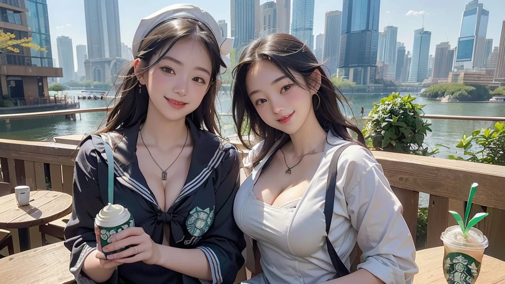 8K、RAW Photos、Highest quality、Super detailed、Super Resolution、Ultra HD、8K壁紙、Amazing details summer、Park with an ocean view、Woman sitting on a park bench、squirt、16 year old school girl in uniform、Drink water、School bag、Blue sky、Shining Sun、Bento、Water bottle、Drink water、smile
(((Emphasize cleavage)))
((I can see her panties))
