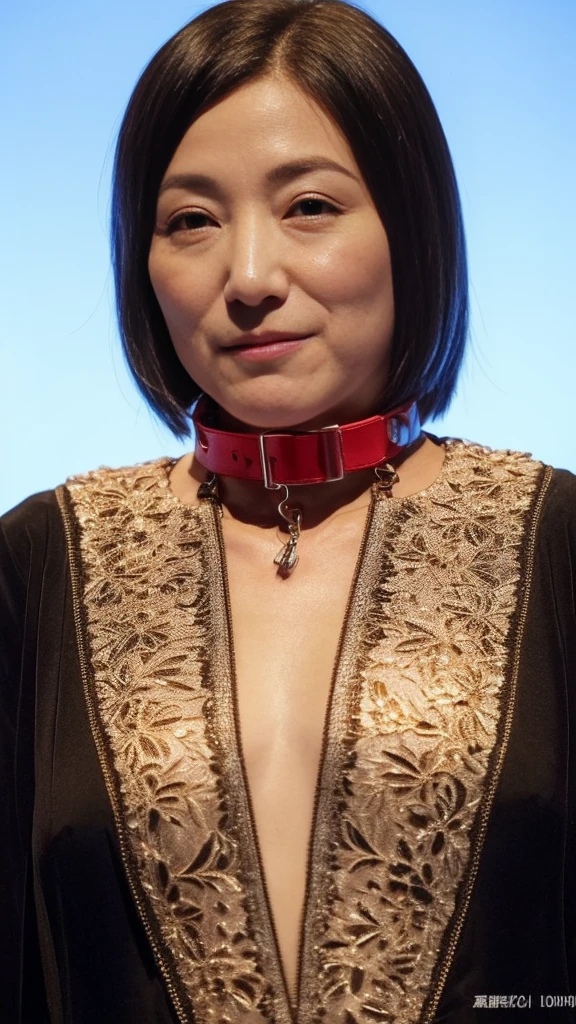 Face close-up, gravure, look forward to, ((Wearing a dog collar)), slave, Flashy makeup, From the chest up, masterpiece, Highest quality, Very detailed, Realistic, Very detailed肌, Perfect Anatomy, (1 Japanese Mature), (alone), 120 years old, Big Breasts, Mature female politician, Glamour, sexy, Chromo White Skin, View your audience,