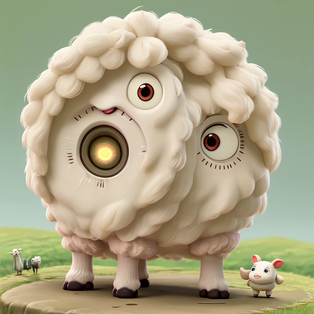 sheep cute Small eyes。 3 smile Ghibli style Howl