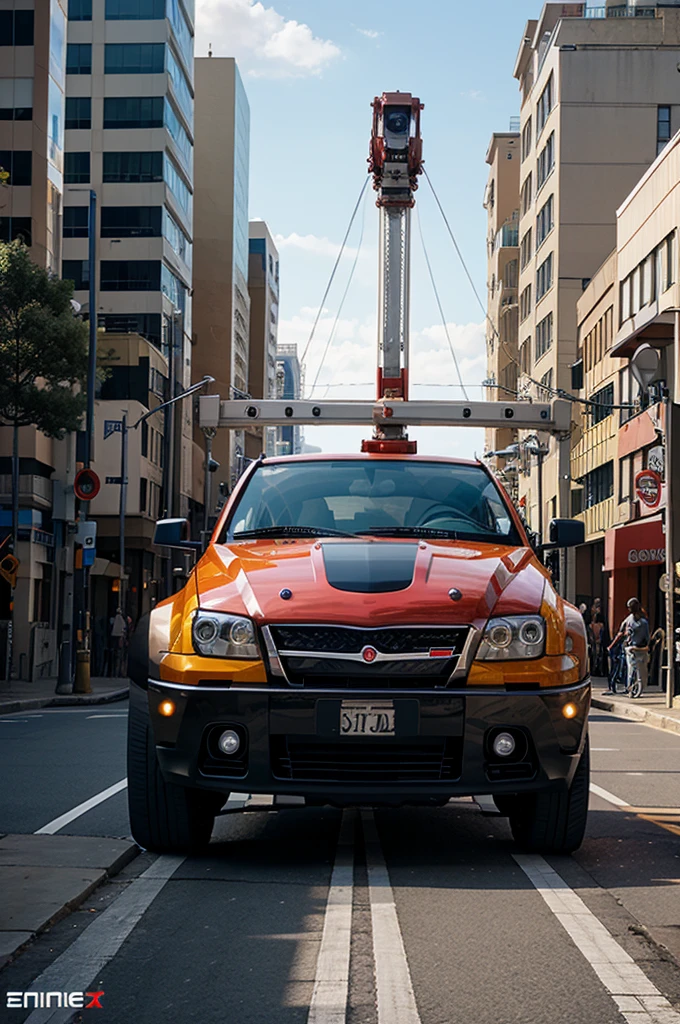 Crane car with primary Transformers Optimus illustration