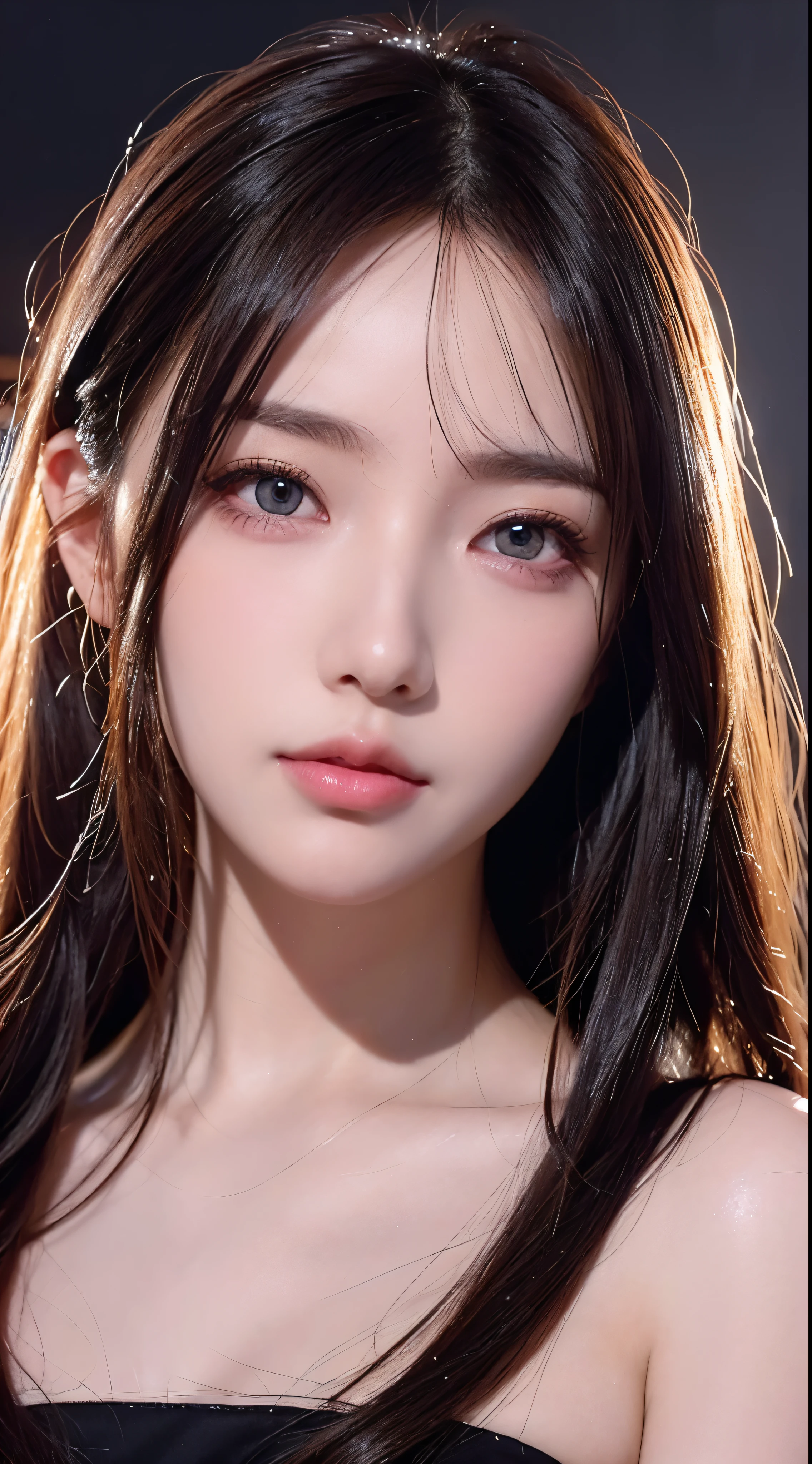 snthwve style, nvinkpunk Closeup face portrait of (((sks person))), smooth soft skin, big dreamy eyes, beautiful intricate colored hair, symmetrical, anime wide eyes, soft lighting, detailed face, by makoto shinkai, stanley artgerm lau, wlop, rossdraws, concept art, digital painting, looking into camera