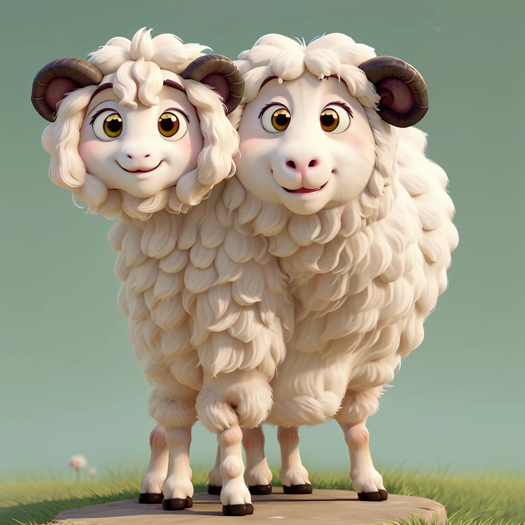 sheep cute Small eyes。 3 smile Ghibli style Howl Please make your eyes smaller。