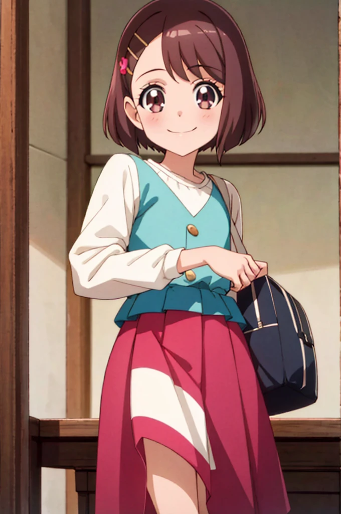 Amami Haruka, (smile: 1.2), Clasp your hands and bring them in front of your chest, , Best lighting, Complex pupil, Intricate weaving, Detailed Background, school uniform, Long sleeve, Small symmetrical ribbons on either side of the head, break, Under the cherry tree, Cherry blossom petals fluttering, (View from below: 1.1)