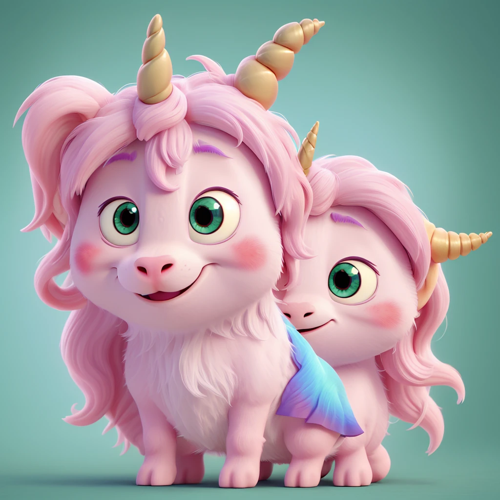 Cute unicorn Small eyes。 One animal smile Ghibli style Howl Please make your eyes smaller。