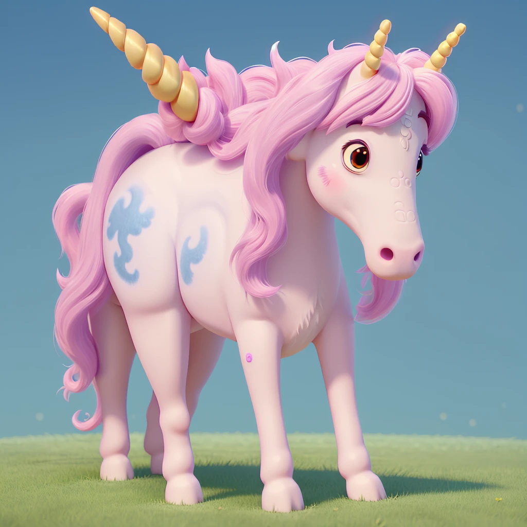 Cute unicorn Small eyes。 One animal smile Ghibli style Howl Please make your eyes smaller。