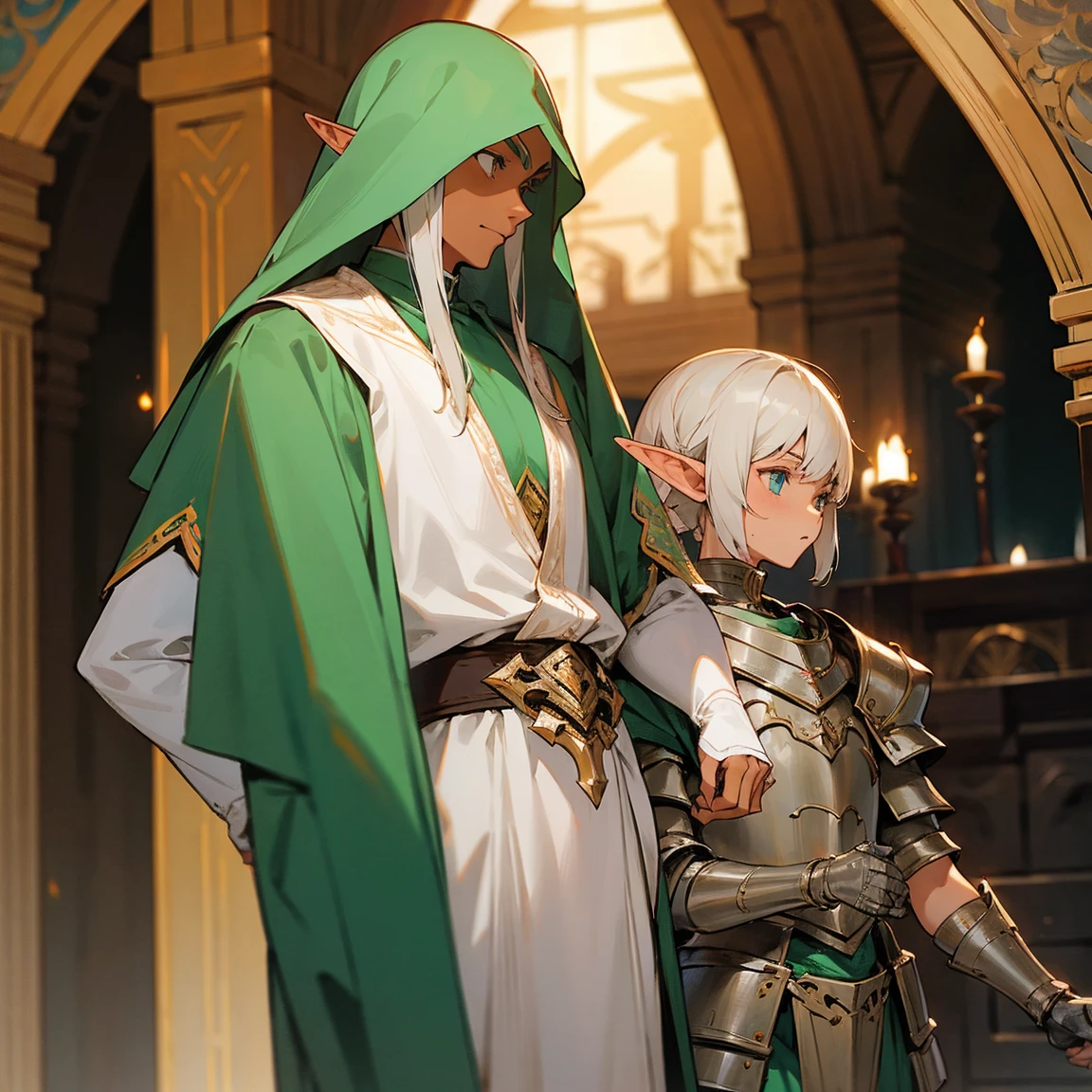 Elf, Arabian style, Male, tan skin, Elf, armored, adult