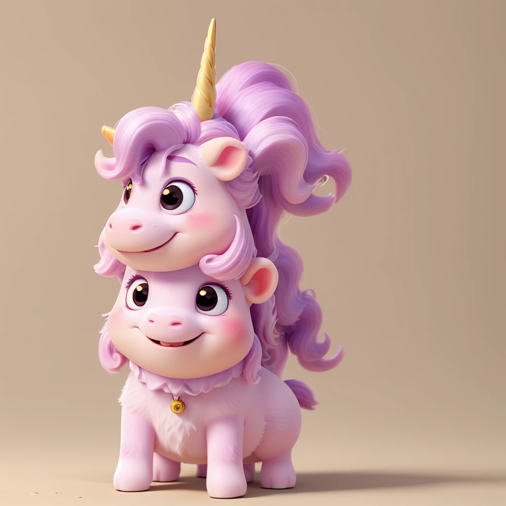Cute unicorn Small eyes。 One animal smile 1 horn prairie