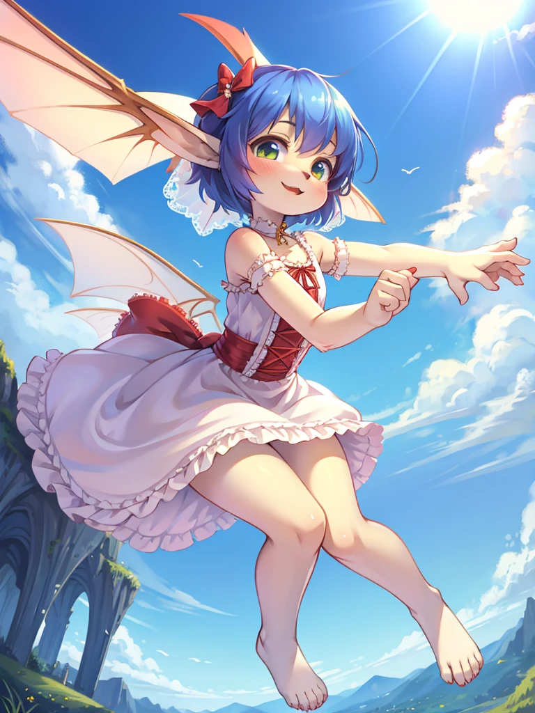 Naughty skinny fairy , Frilly dress , Pixie Cut , flying