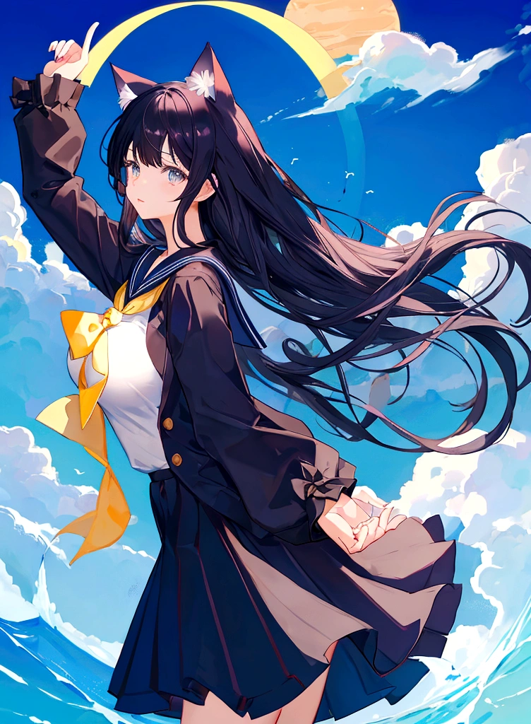 Cat ear、Big Breasts、Sailor suit、young、Black Hair、Stylish