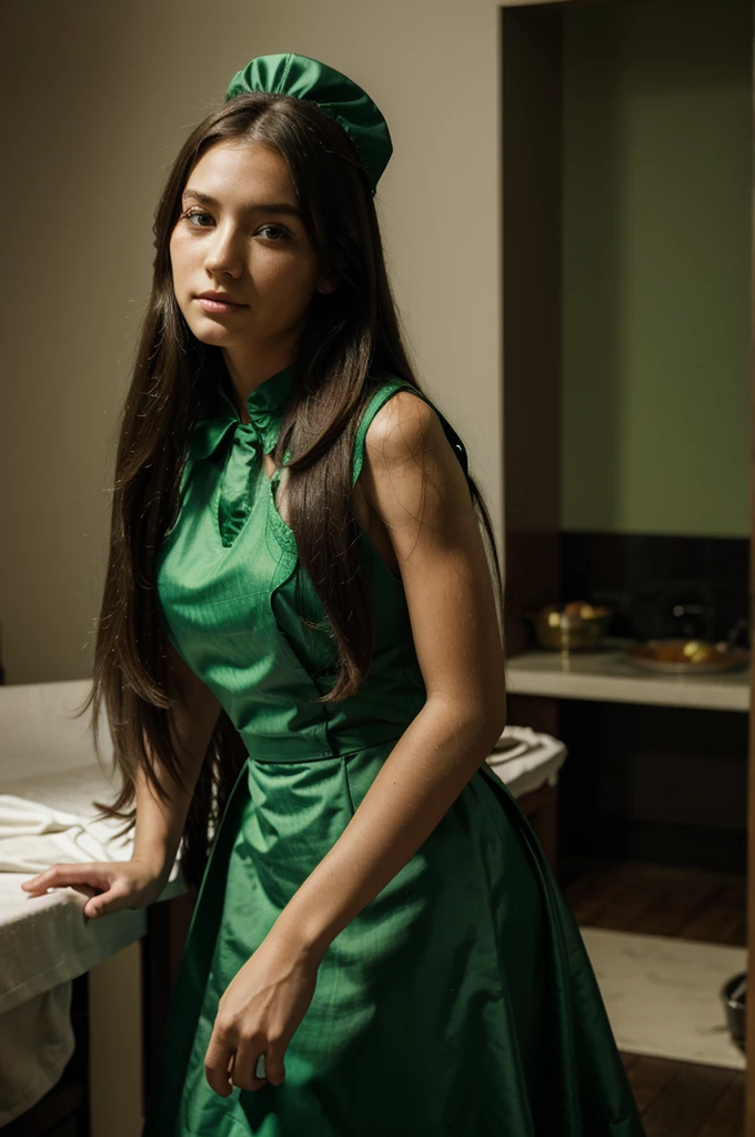 Girl,long hair,green skin,maid