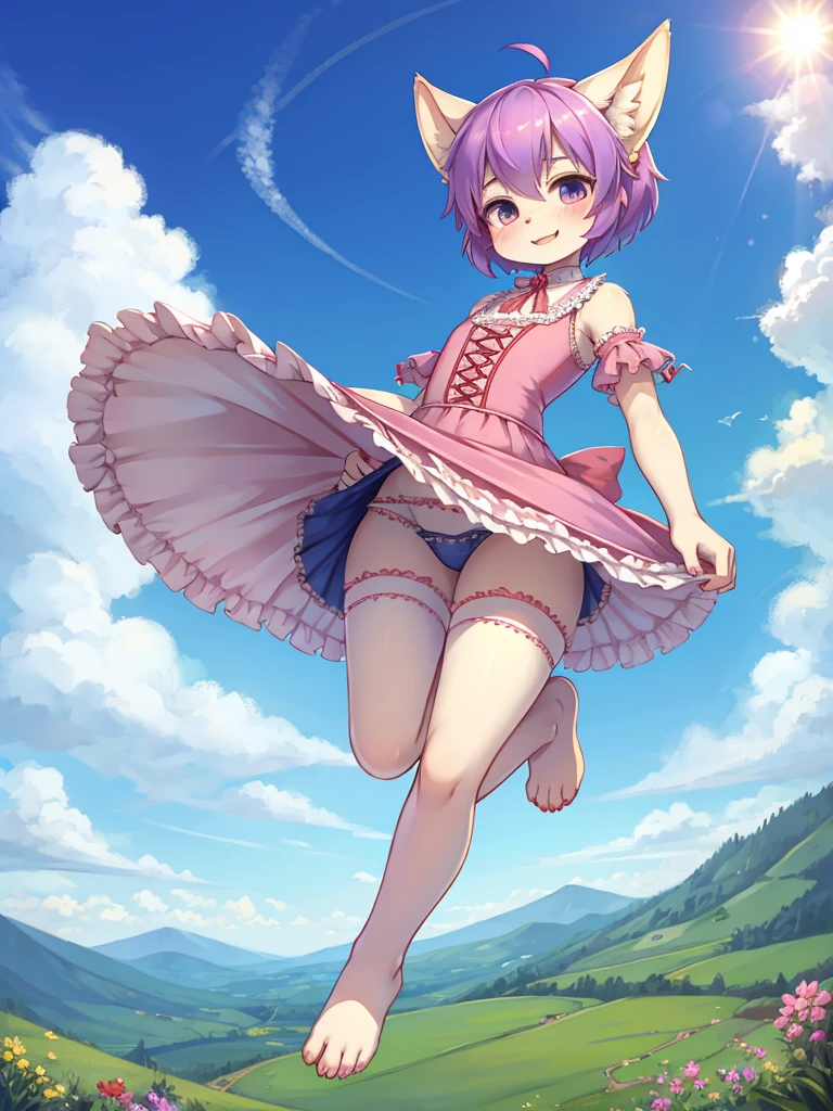 Naughty skinny fairy , Frilly dress , Pixie Cut , flying , upskirt