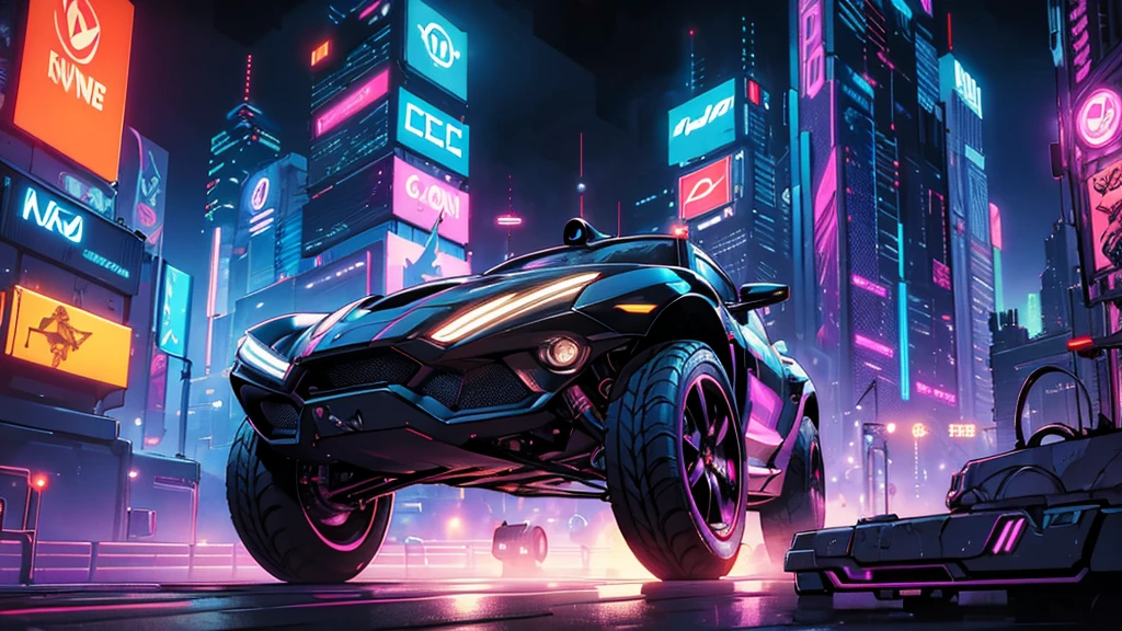 cyberpunk, comic style, city streets, futuristic, neon lights, skyscrapers, hover cars, advanced technology, cyborg, android, hologram, retrofuturistic, dark atmosphere, moody lighting, vibrant colors, cinematic composition, dynamic angles, highly detailed, 8K, photorealistic, masterpiece