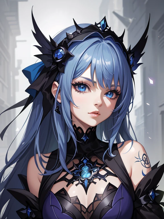 Anime girl with blue eyes and gothic makeup, Detailed digital anime art, Guviz-style artwork, Stunning anime face portrait, wlop rossdraws, 8K high quality detailed art, 4k highly detailed digital art, detailed matte fantasy portrait, rossdraws portrait, Guweiz on ArtStation Pixiv, Fantasy art style, Fanart Meilleure ArtStation,Tattoo removal
