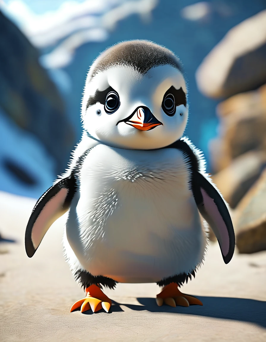 A cute baby penguin facing forward（A little anime-like）