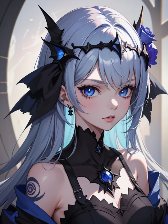 Anime girl with blue eyes and gothic makeup, Detailed digital anime art, Guviz-style artwork, Stunning anime face portrait, wlop rossdraws, 8K high quality detailed art, 4k highly detailed digital art, detailed matte fantasy portrait, rossdraws portrait, Guweiz on ArtStation Pixiv, Fantasy art style, Fanart Meilleure ArtStation,Tattoo removal