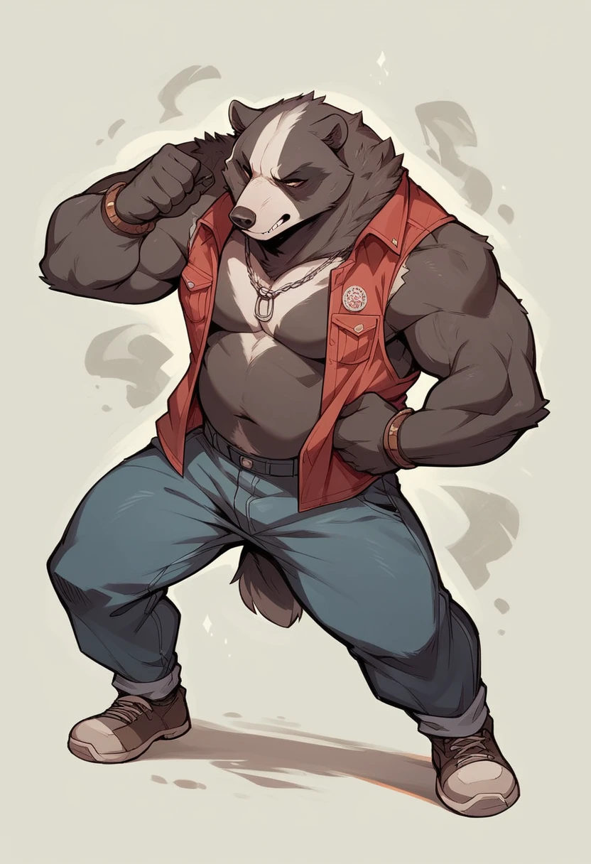 Badger, character idea, full body, pose 