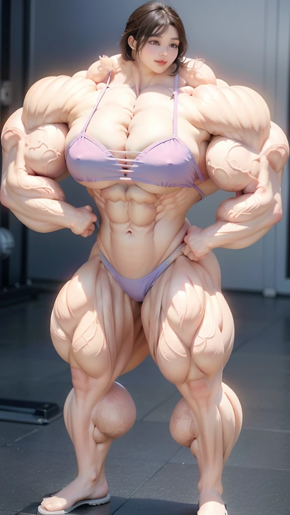 Highest quality、High resolution、Very detailed、Bright lighting、One girl、Full body photo、Black Hair、(((Short Hair)))、smile、(((Big Tits)))、(((Bikini)))、(((muscular)))、(((Hyper huge Muscle:1.2)))、(((Incredibly large muscles:1.2)))、(((Extremely large muscles:1.2)))、huge、(((Huge body)))、((Long legs))、(((very thick paws)))、(((Expanding Body)))、(((Huge body)))、(((An immeasurably large body:1.2)))、(((Very small face)))、(((Unusually developed super huge breasts:1.2)))、(((Super Heavy Muscle:1.2)))、(((Hyper Heavyweight Muscle:1.2)))、(((Super huge body:1.2)))