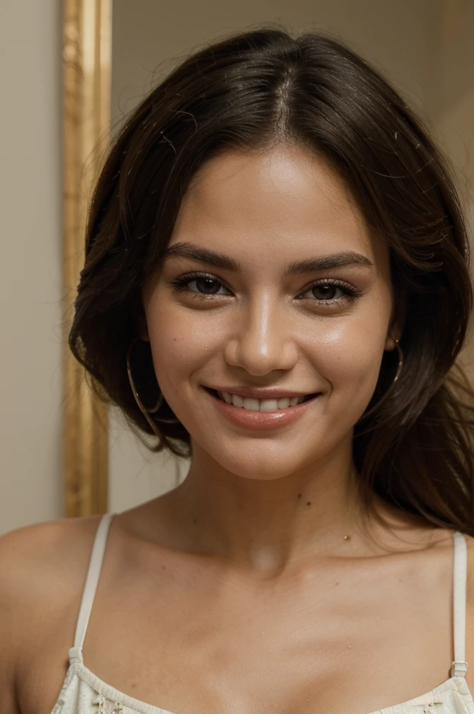de face, belle peau, souriante