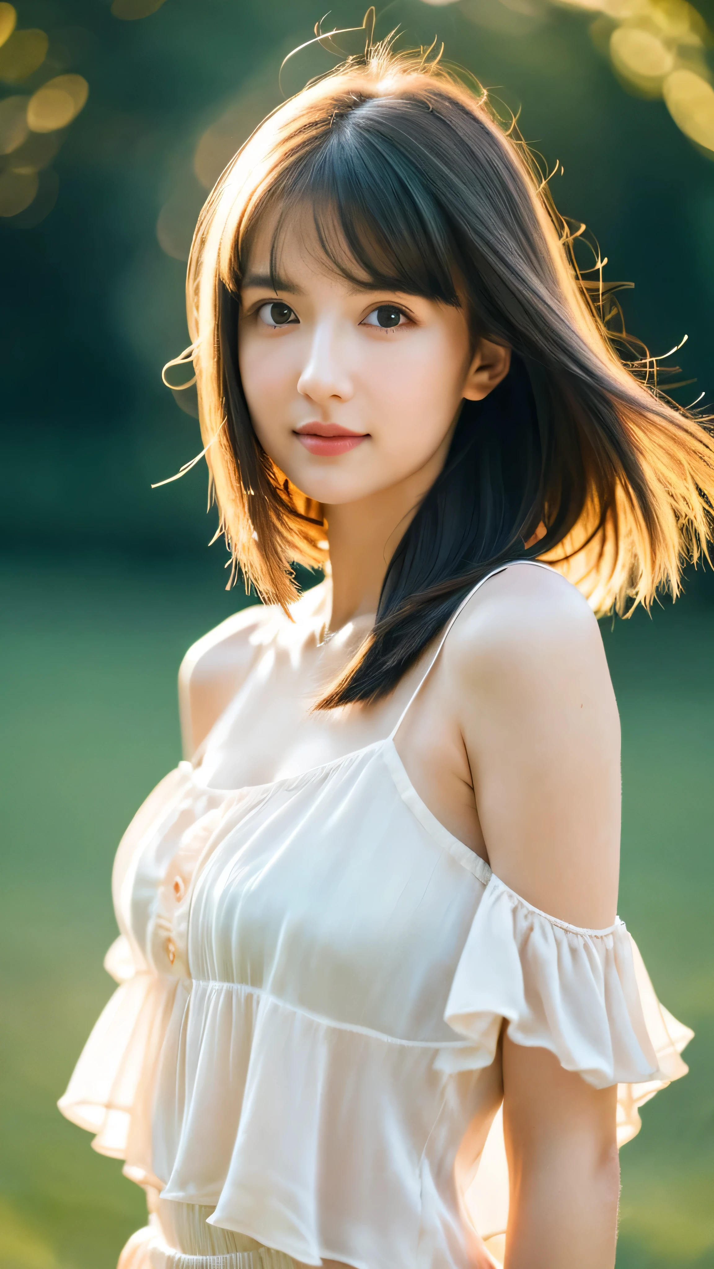 (Random Nationality):1.5, masterpiece, Highest quality, 8K, 20th Generation, (Large Breasts:1.2), cute, alone, sad, close, cute, Girlish, Delicate girl, Pure beauty,  RAW Photos, Professional photography, Portraiture, Soft Light, Professional Lighting, Backlight, Upper Body, avert your eyes, Sophisticated, Film Grain, (Eyes and facial details:1.0), Beautiful straight hair, Hair swaying in the wind, Silk blouse, Random hairstyle