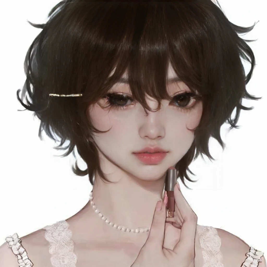 Taehyung Kim, taehyung kom from bts, a close-up of a person with lipstick in their hand, kawaii realistic portrait, anime realism style, estilo semi-realistic anime, semi-realistic anime, realistic anime art style, realistic anime art style, cute anime portrait, no art style by bowater, anime style portrait, Awesome anime face portrait, young realistic anime, portrait anime boy, Taehyung from bts, Kim Taehyung