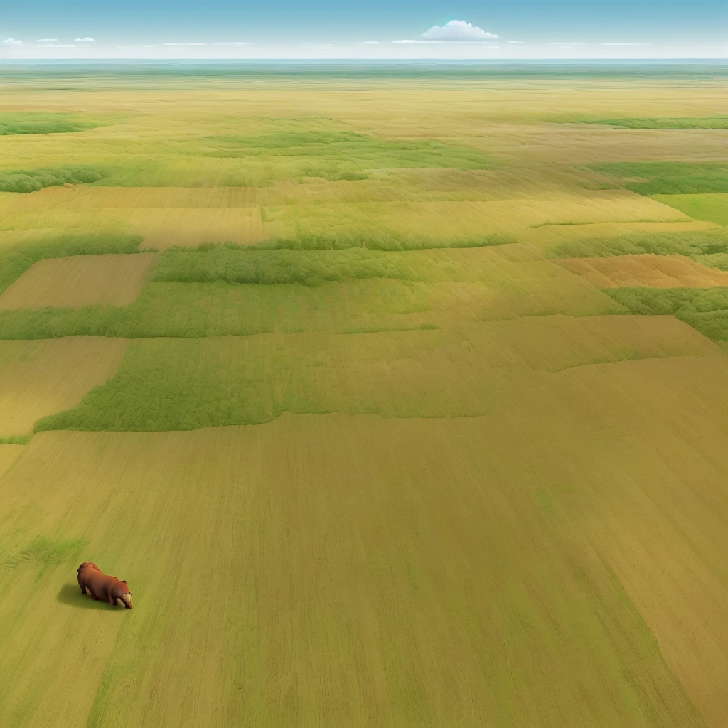 癒し系の動物がprairieで戯れている。　smile　　　prairie　Lots of animals　Looking at it is soothing。