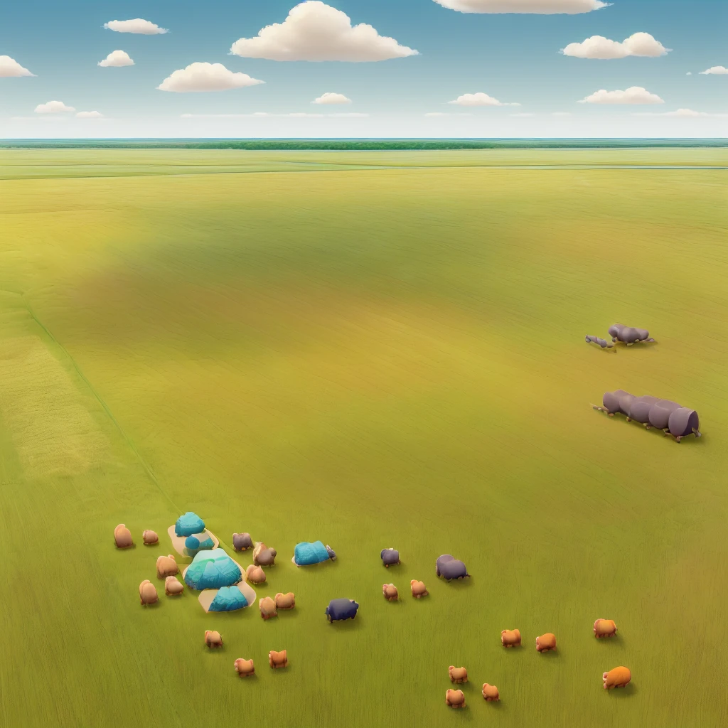 癒し系の動物がprairieで戯れている。 smile prairie Lots of animals Looking at it is soothing。