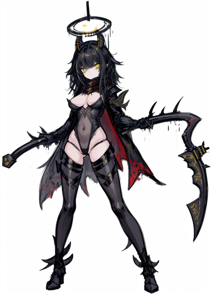 1girl ,yellow eyes,insect, warrior, scythe, cold,  beautiful clothes, (high resolution, high detail, best quality),
single, medium breasts