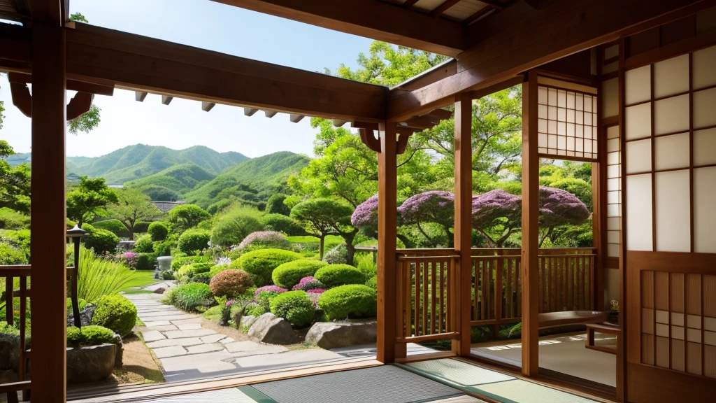 Japanese countryside、garden、Daytime、sun、wind chimes、Veranda